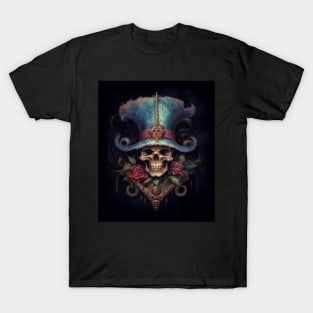 Baroque Pirate Skull: A Vintage Treasure T-Shirt